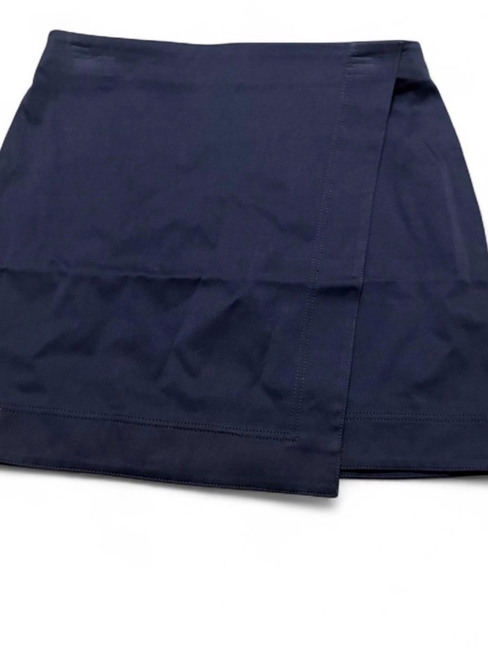Ann Taylor Navy Blue Asymmetrical Wrap Mini Skirt Size 8